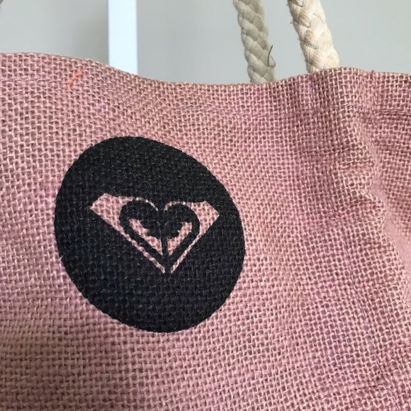Roxy tote beach burlap style rope handle pink - Picture 3 of 9